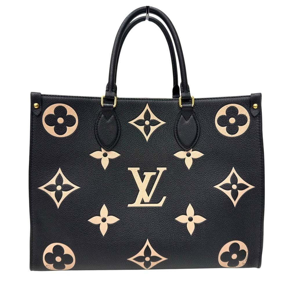 Louis Vuitton Shoulder OnTheGo Bicolor Black Handbag Bag Beige